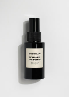 Studio Ready Skating in the Desert deodorant bottle with a beige label on a white background.